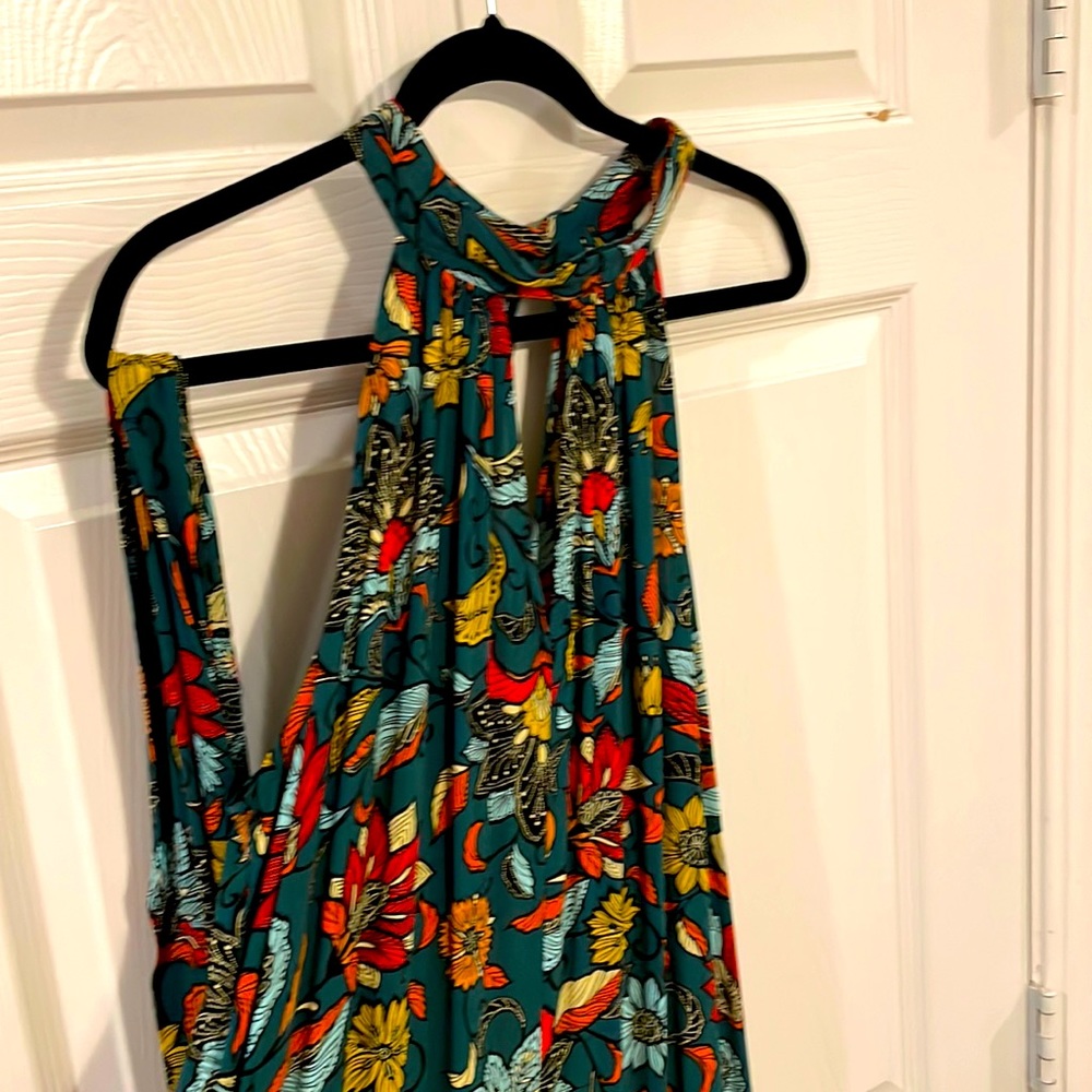 Anthropologie Green Floral Jumpsuit, Large